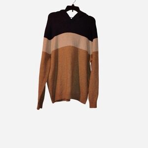 NWT Goodfellow & Co Men's Colorblock Hooded Sweater - Size XL - Dapper Brown